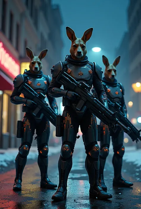  On a dark and cold night ,  the Kangaroo Team was preparing for the ultimate battle against the dreaded Christmas Sect.  Equipped with state-of-the-art weapons ,  their combat suits shone with advanced , while their weapons ,  technology designed to neutr...