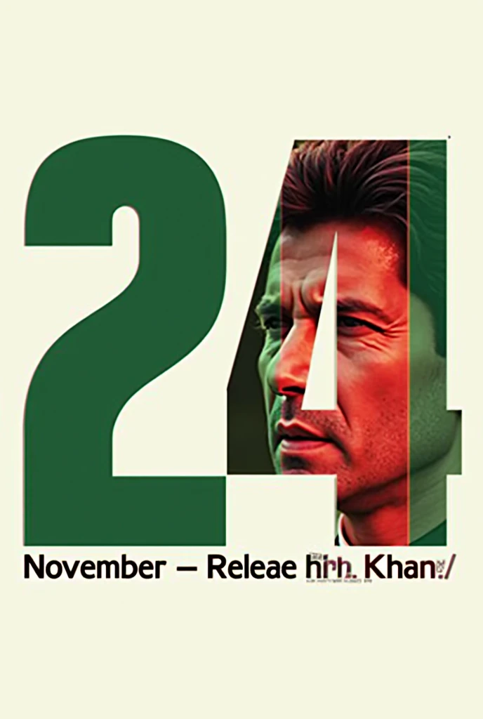 24 in large size 2 in green color and 4 in red color write beneath 24 November and write on the top of 24 release Imran khan