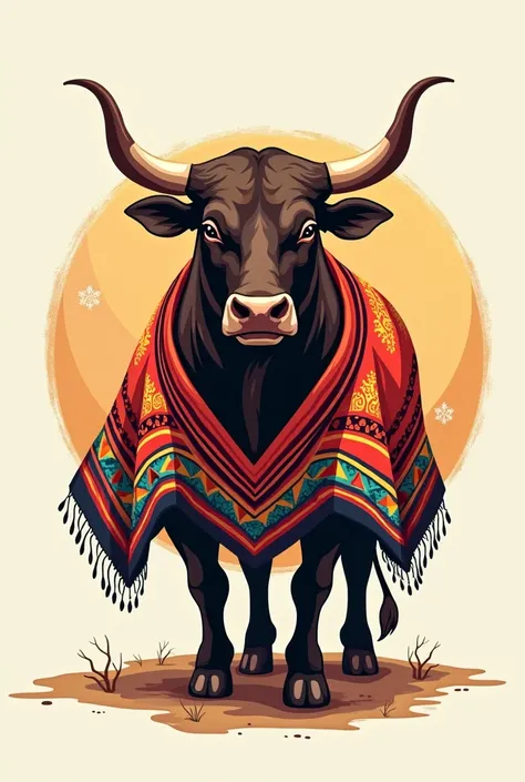 A logo of a bull and a pancho called Toropanico 
