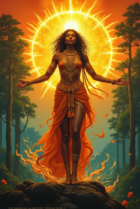 Sun tarot card with Orisha Oya