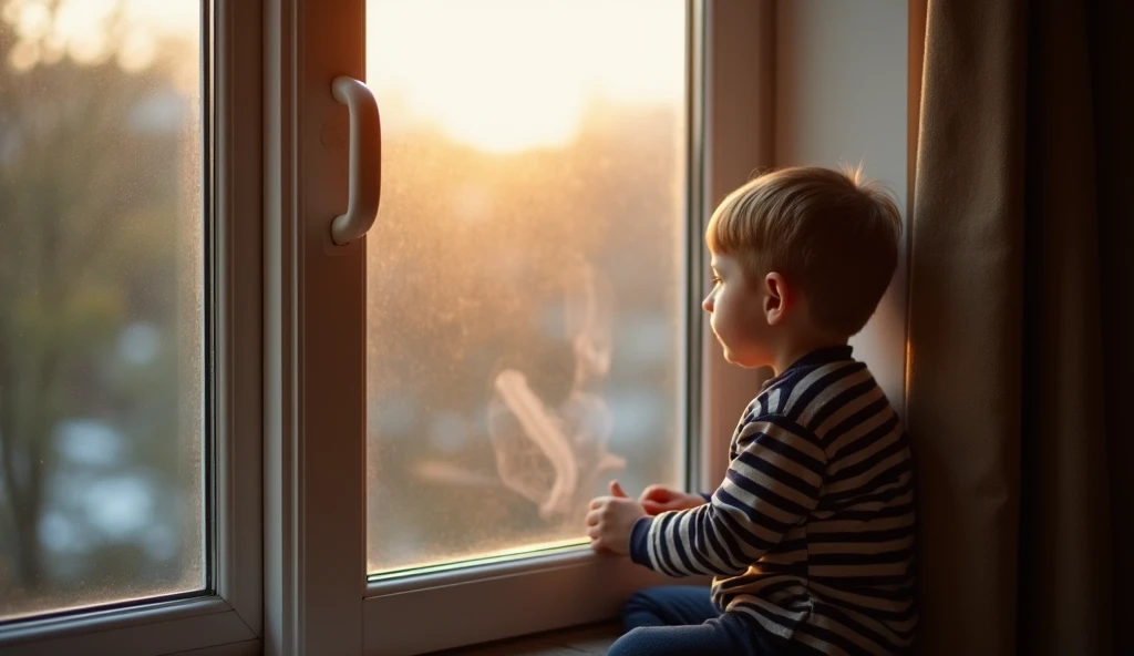 Boy sitting near the back window