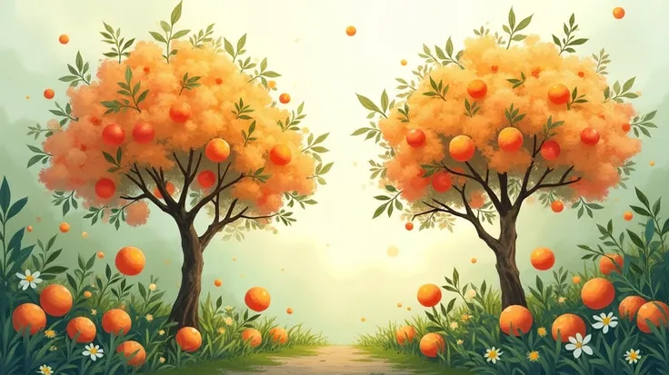 garden tangerine pastel color drawing