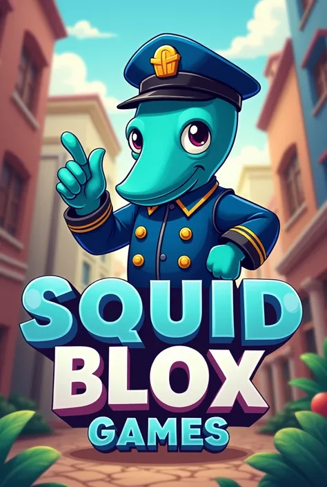 A Squid Blox Games Text With a guard