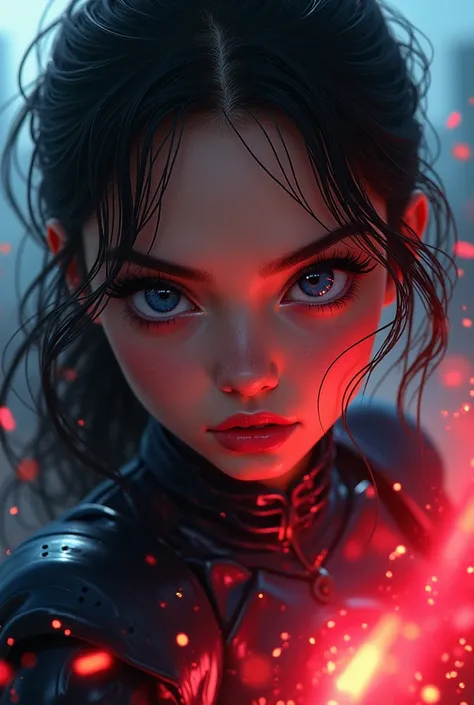 girl in comic style, beautiful detailed eyes, beautiful detailed lips, very detailed face, long eyelashes, dynamic pose, action scene, dynamic lighting, Colors: black, comic book shading, Blur, dynamic composition, (Best quality,4K,8 K,a high resolution,ma...