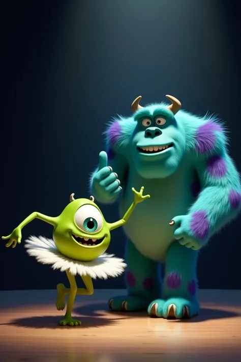 Mike Wazowski dancing ballet with Sulley