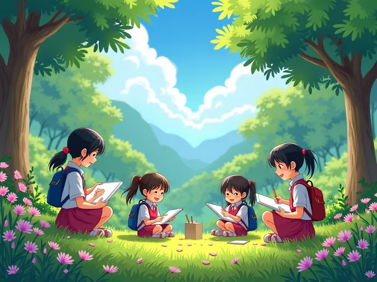  elementary school students，Super gorgeous outdoor sketching for 