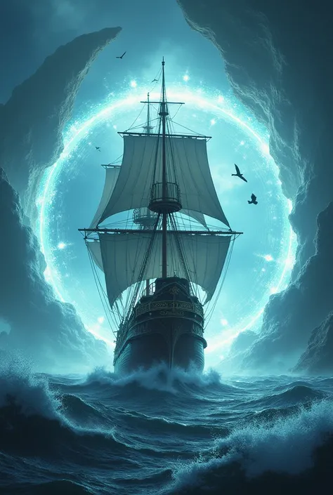 Ship entering the Portal in the sea
