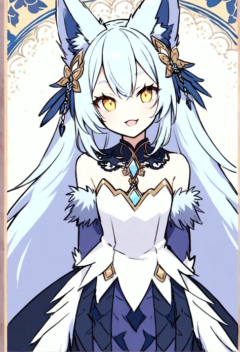 fox Light blue hair 　beast girl　indigo fur　fox beast girl