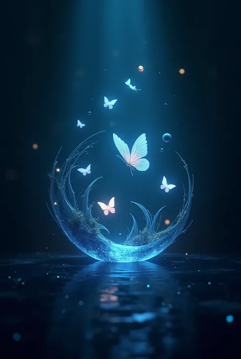  You can make me a logo that is like in the dark , that has lights,  that is a kind of aquarium where there are lights , butterflies and fish of light 