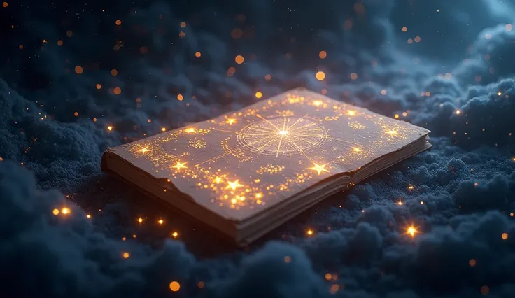 A cosmic notepad made of glowing stars and planetary rings, floating in the void of space. The notepad glows with light as if its a guide to the stars, with celestial ink writing astrological remedies across the sky. --ar 16:9
