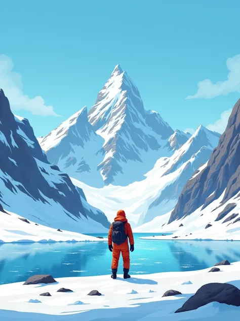  challenge yourself in Antarctica， blue skies ，Frozen mountains 、Vector illustration