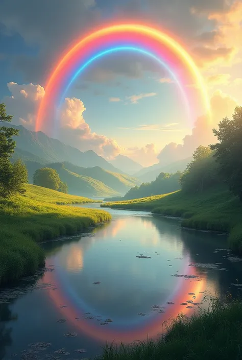 beautiful rainbow reflecting hope in nature