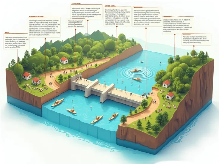  Make a conceptual map showing the relationships between the dam, water management , agriculture,  the economy and the environment .  Includes the actors involved  ( local communities , Government, farmers, ENGINEERS, etc.).
1.	Gallito Ciego :  Place where...