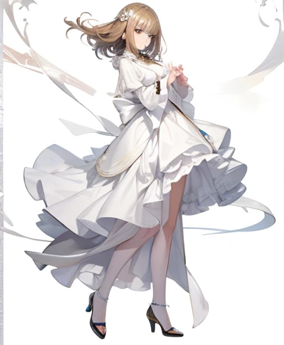 princess,(folding hands),white dress,(bronde hair),standing