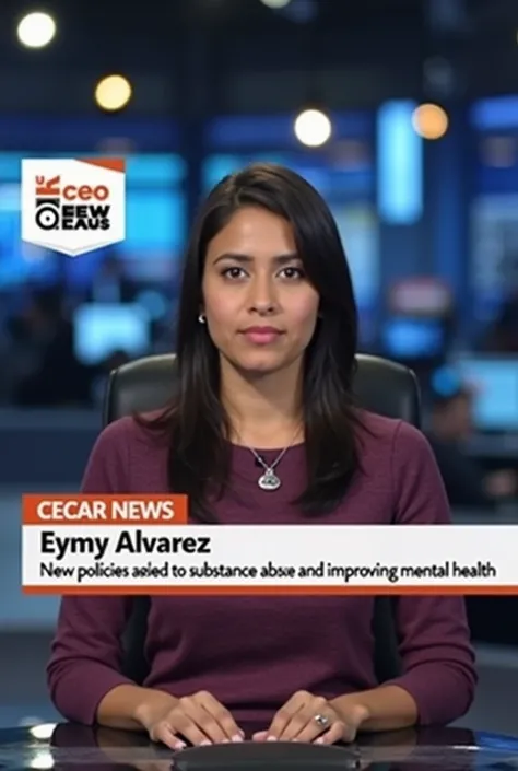  It would be an image that simulates live news ,  with an improvised logo in the upper left corner that says “CECAR News” .  In the center of the image would be the presenter , Eymy Alvarez ,  with the title “New policies aimed at tackling substance abuse ...