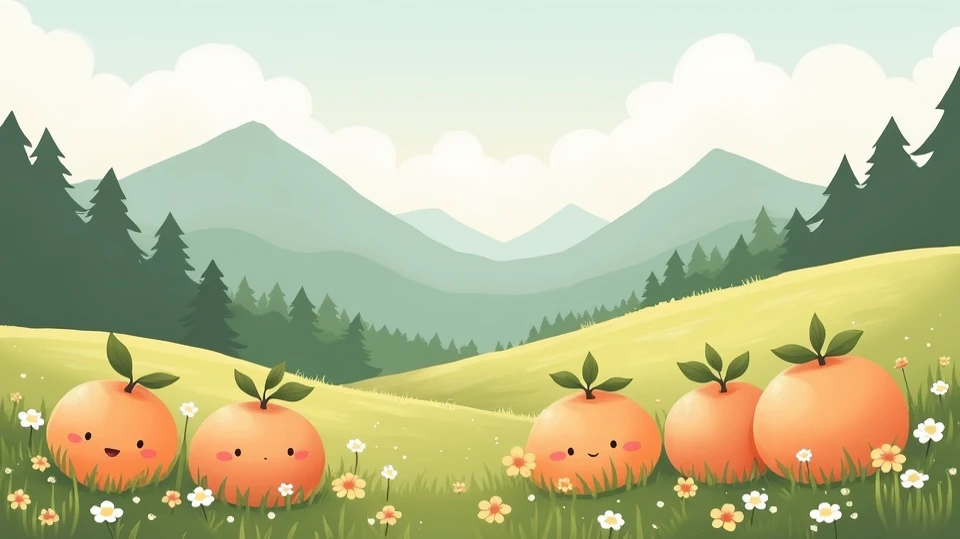 cute tangerines mountain pastel drawing