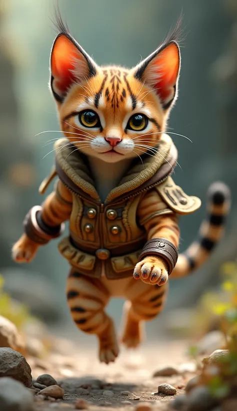 Beautiful little wild cat cosplay， High Quality , 3D Rendering, 