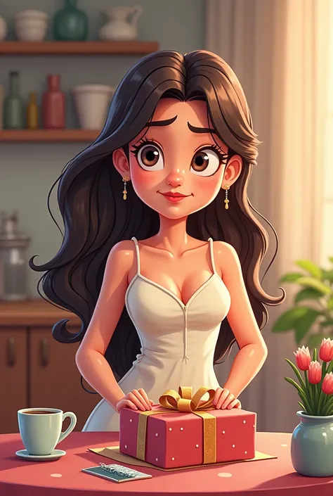  Maria invited Ana to her birthday and gave her a special gift that she had made by hand.  When you opened it in front of the others ,  Ana sneered and said in a sarcastic tone : "What a ... original!  Surely it took you all the time to do it ." cartoon!
c...