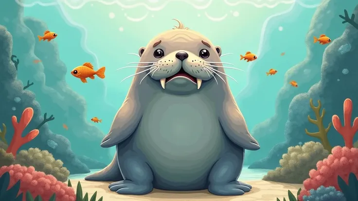 A cute and charming illustration of a walrus that makes me very happy