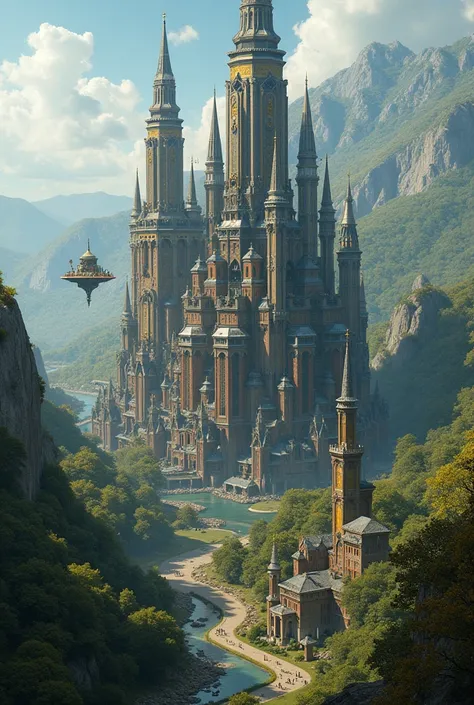 fantasy, arcanepunk city, medieval country