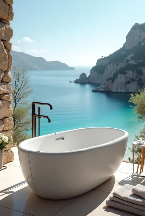 Jaquar bathtub in the Mediterranean background with a lifestyle image