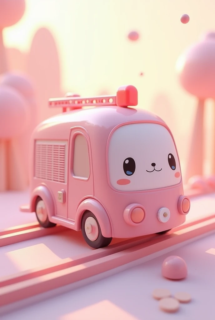 cute vehicle、 Pastel Colors 、 High Quality、Ultra delicate、pink、track、cute fire truck