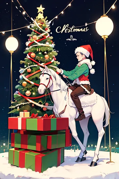 A humanoid male horse and a humanoid male horse have a party on Christmas