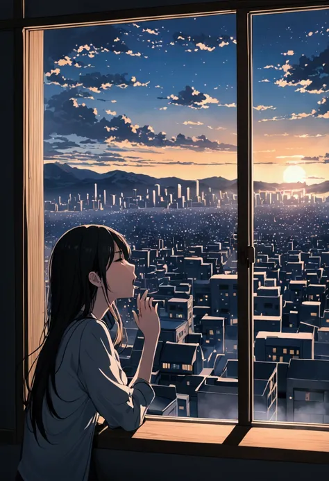 As she yawned, Kyogami gazed out the window, watching the city awaken. The faint sounds of high school students chatting and laughing carried on the breeze, a stark contrast to the eerie silence that often filled her thoughts.