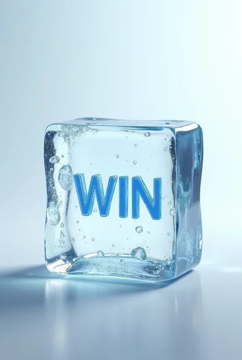 Create a background with an ice cube with the word win written on it