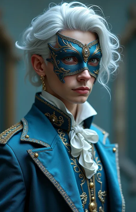 ((Foto RAW), Absurd, ( absurd resolution )),  masterpiece ,  better quality, ( Extremely detailed 8k unit CG wallpaper), ( best illustration), (best shade),  Realistic Lighting , A lighter sea-colored mens outfit for a masquerade ball between nobles, being...