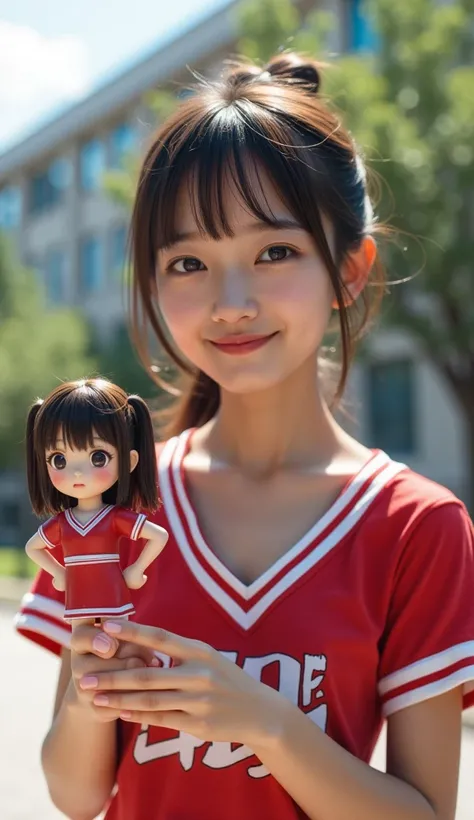 ultra-realistic, photorealistic, dramatic scene, shadow, global-illumination, (teenage Japanese high school student girl:1.5), very beautiful fragile Japanese girl but young mother, very beautiful with very cute face, dynamic angle, detailed face skin text...