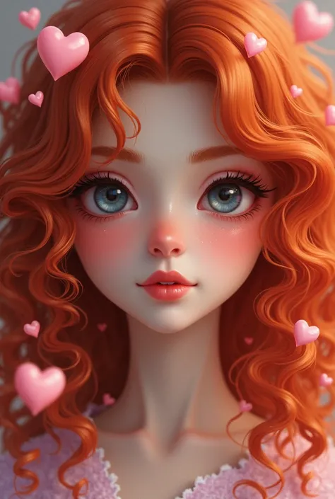 CURLY RED HAIR THAT SAYS THE LETTERS DIVINE CURLS WITH PINK LIKE DELICATE RED HEARTS AND DOLLARS