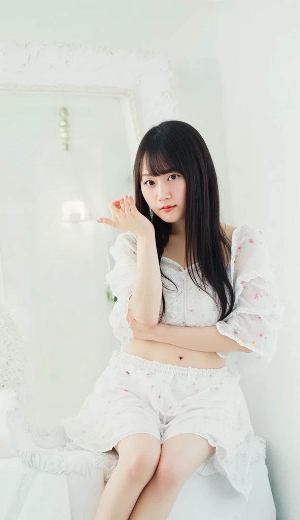  1 girl, (Wear fashionable light-colored spring clothes:1.2),  Portrait of a very beautiful Japanese idol wearing fashionable light colored spring clothes, 
( RAW photo,  best quality), (Realistic, Photographically:1.4), (masterpiece), 
 VERY DELICATE AND ...