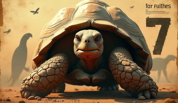 Visual Theme: A close-up of a wise, aged giant tortoise looking directly at the viewer, with a faint overlay of other long-living animals like the bowhead whale and macaw in the background. Include a subtle timeline graphic to suggest longevity.
Text Overl...