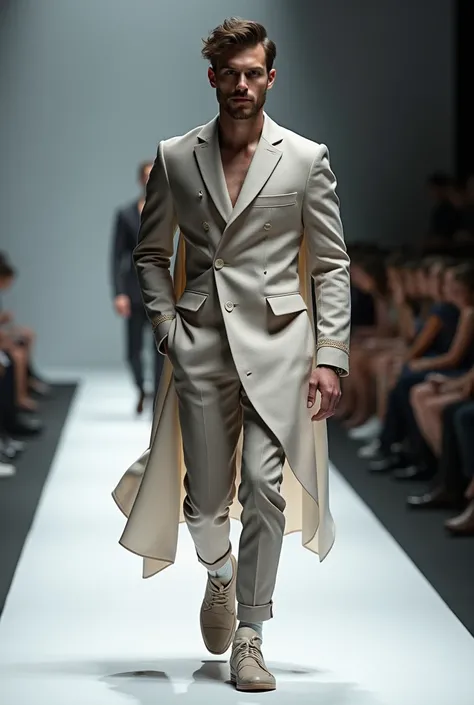 A new dress style in men model walking 