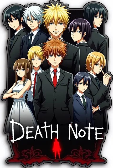 Death note all characters sticker, written grinds wear in lower part