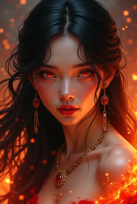 The most beautiful princess of the fire kingdom. She has jet black hair and blood red eyes.