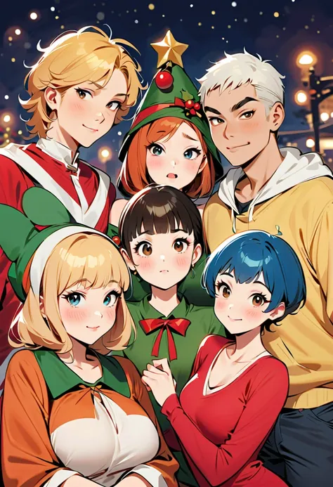 christmas, woman, sexy woman, cute woman, shonen, shy girl, boys and girls, gestual, shonen style