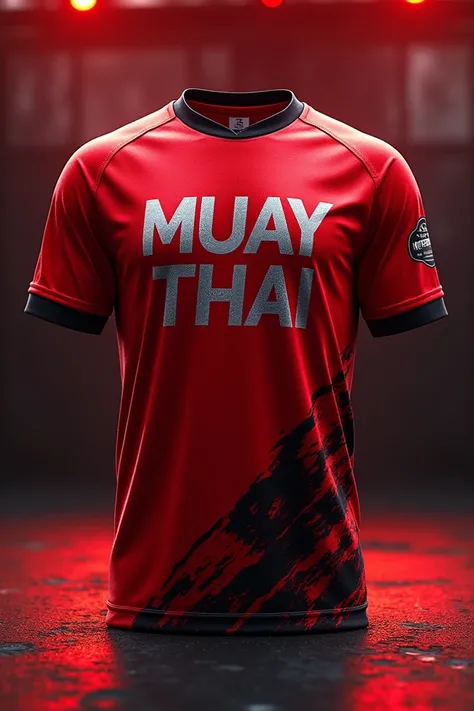 Design a sports shirt that says Muay Thai and is in red and says NK fhigting. 