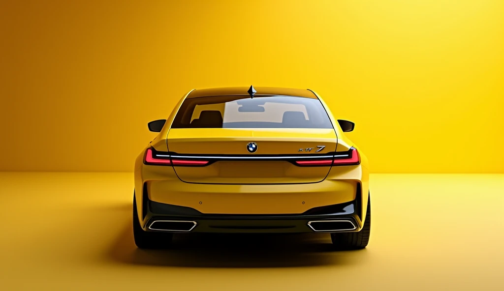 2025 bmw 7-series IN BAck logo and car back side in yellow colour car 