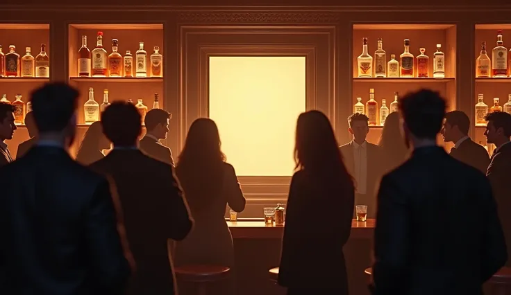 bar scene, center blank frame