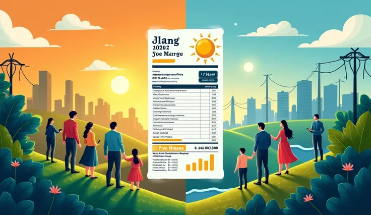 solar and clean energy poster and add an electric bill of pakistan as well