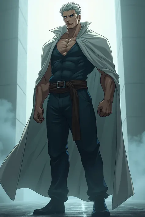 A strong and smart man standing. Anime oic look realistic