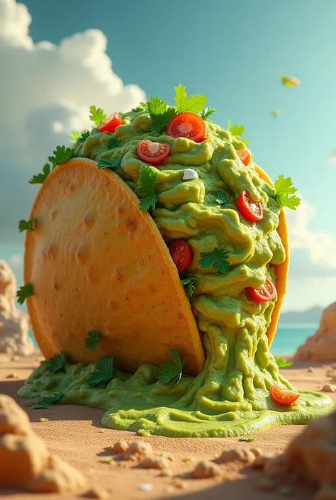 A giant earth-size taco with a lot of bigger guacamole, more and more and a lot bigger. 