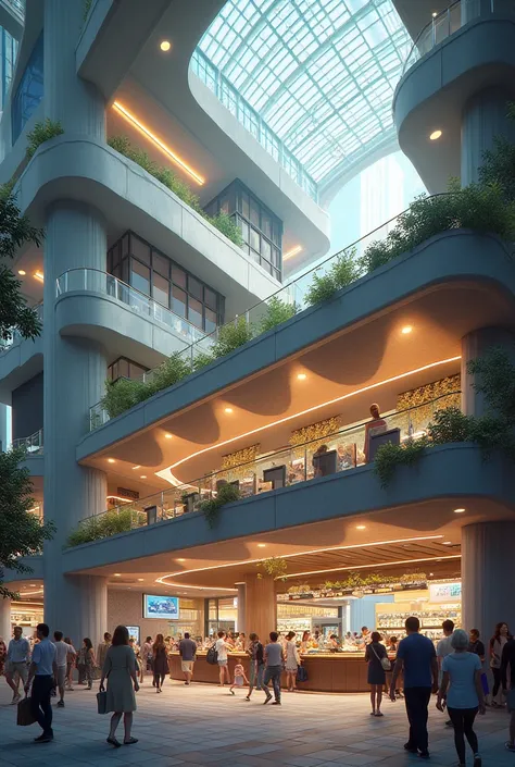 BUILDING WHERE THE GROUND FLOOR IS WITH TICKET OFFICE AND ON THE FIRST FLOOR AS A FOOD COURT WITH LIGHT ENTRANCE THROUGH A REALISTIC CEILING 