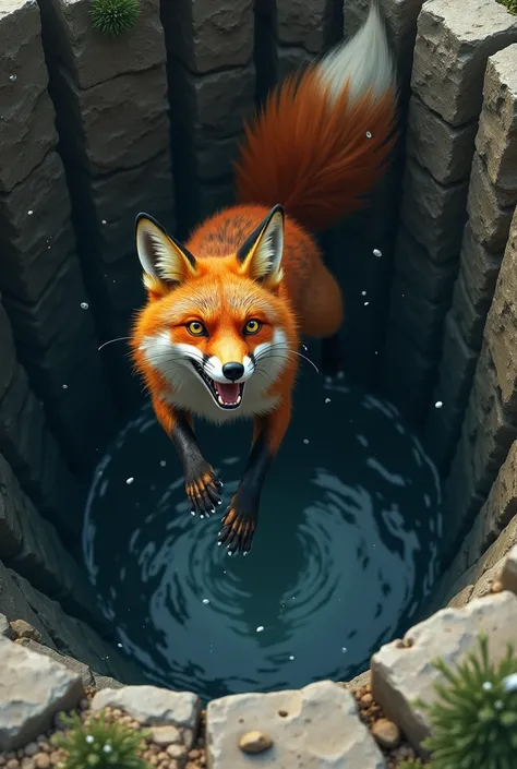 One day a fox fell into a well. He jumped and jumped but he could not get out. The well was too deep. Soon he began to feel cold and hungry.
