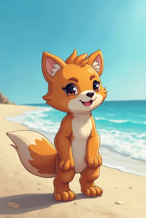 Nsfw furry cub femboy naked standing in a beach 