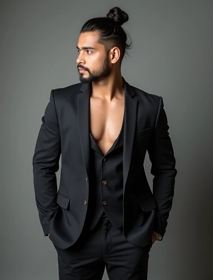 Man in suit posing for photo, rippled,a big chest, Slim and muscular, muscle shirt, delgado, but muscular, beautiful body beautiful,  very muscular, muscular bodies, Open V breast clothes, Muscular men, Sexy muscular body, musculature, attractive body, mus...