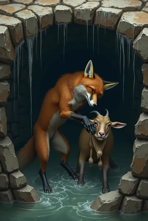 the fox and goat drowning in the deep well 