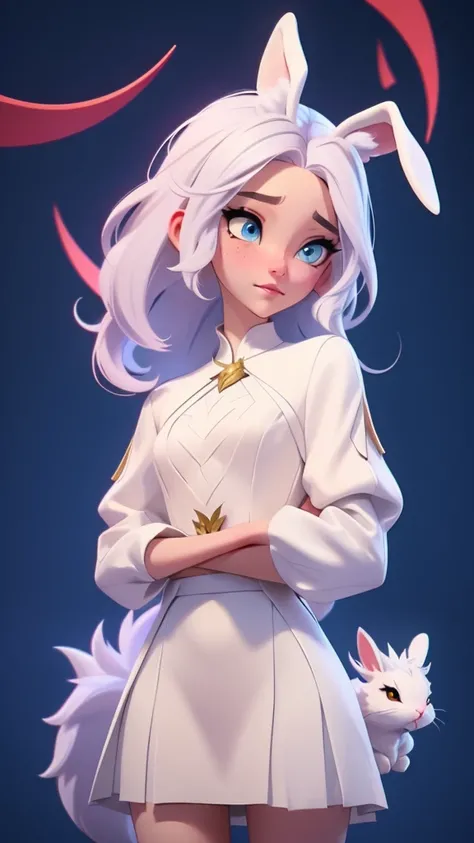 White Hair Girl, ,Rabbit, Half Dragon